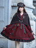 Academic Lolita Poncho Noir Polyester Demi Manches Rivets Chaînes Printemps Lolita Outwears Poncho Cape