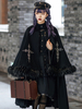 Academic Lolita Poncho Uniforme Noir Tissu Plissé Hiver Lolita Outwears