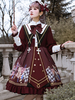 Academie Lolita OP Robe Ensemble de 4 pièces à bordeaux avec nœuds Lolita Une Pièce Robes