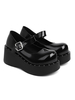 Académie Lolita Chaussures à talons compensés en cuir PU noir chic