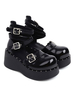 Académie Lolita Chaussures en cuir PU à bout rond noir classique