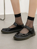 Académie Lolita Chaussures en cuir PU à bout rond noir simple