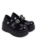 Académie Lolita Chaussures Escarpins à talons compensés en cuir PU noir simple