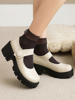 Académie Lolita Chaussures Escarpins en cuir PU à bout rond et écru