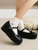 Académie Lolita Chaussures Escarpins en cuir PU à bout rond noir classique
