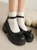 Académie Lolita Chaussures Escarpins en cuir PU à bout rond noir nœud
