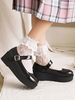 Académie Lolita Chaussures Escarpins en cuir PU vernis à bout rond noir