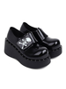 Académie Lolita Chaussures Lolita en cuir PU à bout rond noir crâne