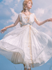 Académique Ensemble Lolita Cape De Robe Sans Manches Brodée Blanche 3 Pièces