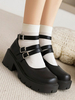 Académique Lolita Chaussures Escarpins Lolita en cuir PU à bout rond noir