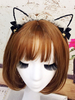 Accessoire de cheveux Sweet Lolita Dentelle Bow Bell Cat Oreille Noir Lolita Hair Clasp Déguisements Halloween