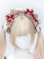 Accessoires Coiffure Mignonne Lolita Nœuds À Carreaux Fibre De Polyester
