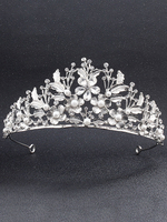 Accessoires De Cheveux Argent Tiare Strass Pour La Mariée