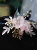 Accessoires de cheveux de chapellerie perlée de fleur rose de mariage de coiffes pour la mariée