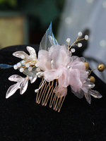 Accessoires de cheveux de chapellerie perlée de fleur rose de mariage de coiffes pour la mariée