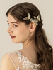 Accessoires de cheveux de forme de feuille dalliage de bandeau de mariage dor pour la mariée