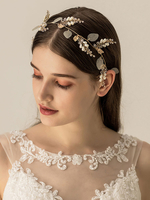 Accessoires de cheveux de forme de feuille dalliage de chapeaux de mariage dor pour la mariée