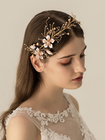 Accessoires De Cheveux De Mariage Or Fleurs Détail Bandeau Pour La Mariée