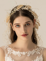 Accessoires de cheveux de mariée en cristal de feuille dor dalliage de cristal de feuille dalliage
