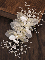 Accessoires de cheveux de mariée en métal pour casque de mariage blanc