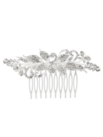 Accessoires de cheveux de mariée perlée en argent peigne