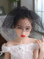 Accessoires de cheveux de voile de tulle à pois noirs