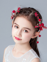Accessoires de Cheveux Fille de Fille de Fleur Perles Rouges Accessoire Métal