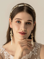 Accessoires de coiffe de mariage Boucles doreilles Accessoires de cheveux en métal nacré pour la mariée