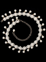 Accessoires de costumes de danse du ventre danse du ventre taille chaînes perles blanches Hip foulard bijoux femmes Déguisements Halloween