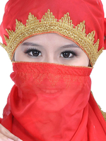 Accessoires de danse danse du ventre voile Costume Bollywood en mousseline de soie rouge Déguisements Halloween