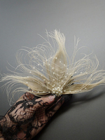 Accessoires de robe Flapper années 1920 Great Gatsby Accessory Blanc Perles de filet Net Feather Pearl Headpieces Déguisements Halloween