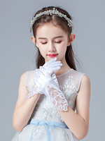 Accessoires Flower Girl Gants Rose Dentelle Court Accessoires Flower Girl