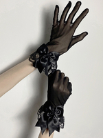 Accessoires gothiques Lolita Noeuds noirs Manchettes en dentelle Divers