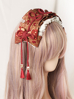 Accessoires Kimono Lolita Noeuds à franges bordeaux Couvre-chef en polyester Divers