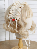 Accessoires Lolita Style Pastoral Chapeau Polyester Volants Ecru Blanc Divers