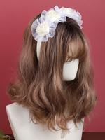 Accessoires Lolita Style ROCOCO Fleurs Blanches Ecrues Couvre-chef Polyester Divers