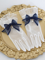 Accessoires Lolita Style ROCOCO Nœuds Bleu Profond Perles Accessoire Fibre Polyester Divers