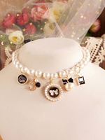 Accessoires Lolita Style Rococo Nœuds Roses Perles Tour De Cou En Fibre De Polyester Divers