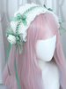 Accessoires Lolita Vert Dentelle Fleurs Nœuds Couvre-chef Fibre Polyester Divers