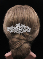 Accessoires pour cheveux peigne alliage argent Strass pour mariage