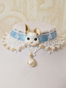 Accessoires Sweet Lolita Bleu Ciel Clair Dentelle Polyester Fibre Ras Du Cou Motif Lapin Divers