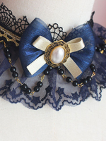 Accessoires Sweet Lolita Collier ras du cou en dentelle bleu foncé Divers