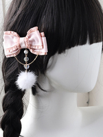 Accessoires Sweet Lolita Pompons roses Nœuds Couvre-chef en polyester Divers