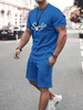 Activewear Homme 2 Pièces Imprimé Manches Courtes Bijou Bleu