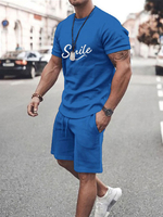 Activewear Homme 2 Pièces Imprimé Manches Courtes Bijou Bleu