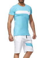 Activewear Homme 2 Pièces Imprimé Manches Courtes Bijou Bleu Ciel Clair