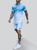 Activewear Homme 2 Pièces Imprimé Manches Courtes Bijou Bleu Ciel Clair