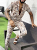 Activewear Homme 2 pièces Imprimé Manches Courtes Col Rabattu Abricot Clair