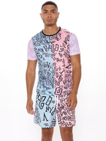 Activewear Homme 2 pièces Imprimé Manches Courtes Jewel Neck Rose