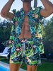 Activewear Homme 2 Pièces Imprimé Manches Courtes Vert